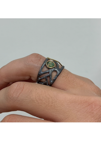 Anillo plata, oro y ópalo