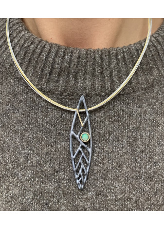 Colgante plata, oro y ópalo
