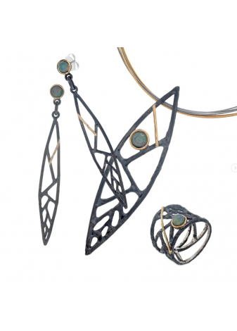 Anillo plata, oro y ópalo