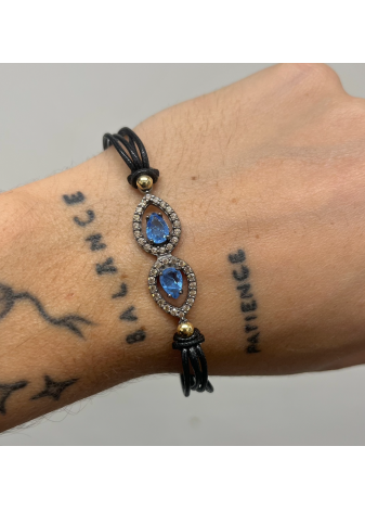 Pulsera plata, oro y piedras semipreciosas