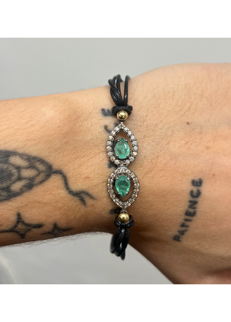Pulsera plata, oro y piedras semipreciosas