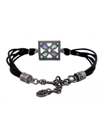 Pulsera plata, oro y piedras semipreciosas