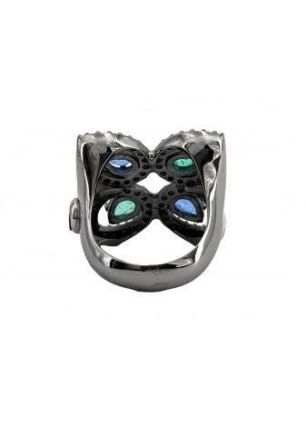 Anillo plata, oro y semipreciosas