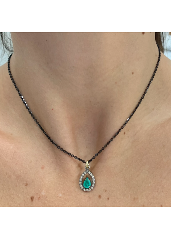 Colgante oro, plata y piedra semipreciosa