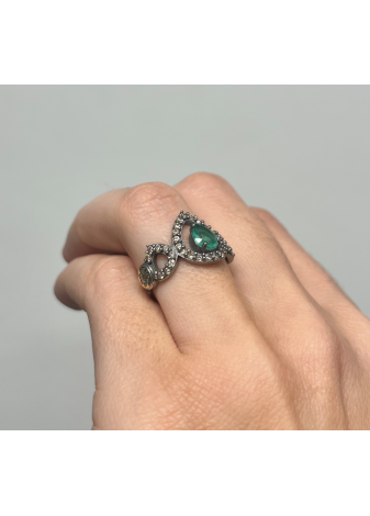 Anillo plata, oro y piedra semipreciosa