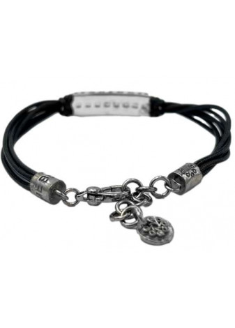 Pulsera plata, oro y espinelas negras