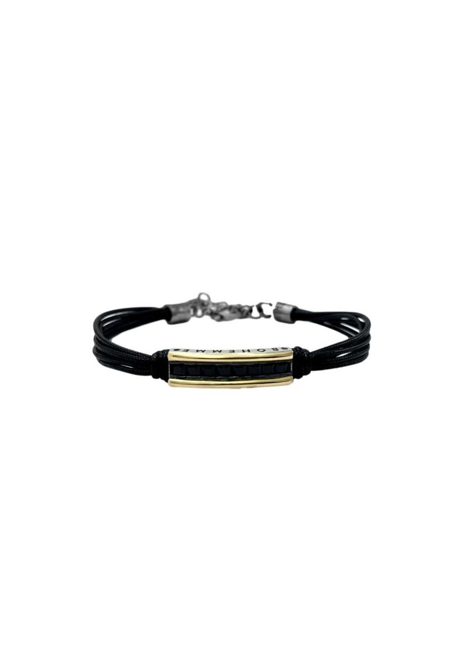 Pulsera plata, oro y espinelas negras