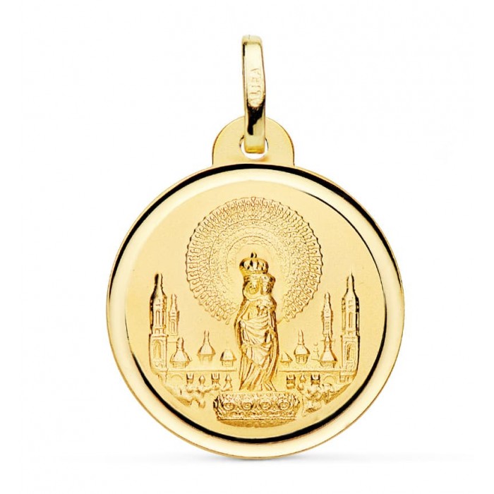 Medalla oro bisel Virgen del Pilar 22MM