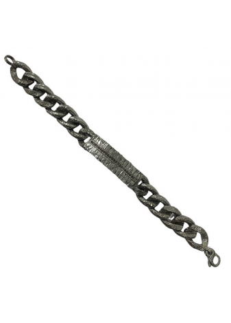 Pulsera plata oxidada con diamantes negros