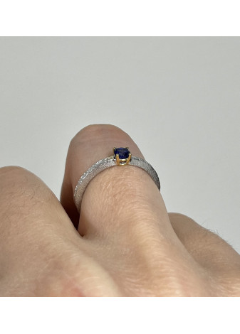 Anillo plata, oro y esmeralda