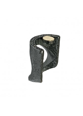 Anillo ARCO plata oxidada, oro y diamantes negros