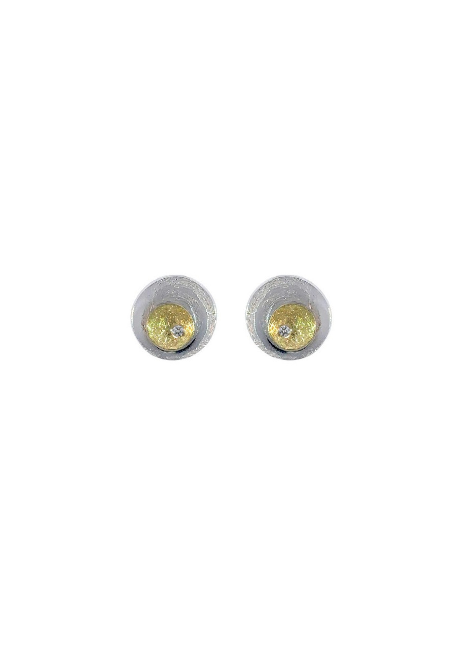 Pendientes de plata, oro y brillantes
