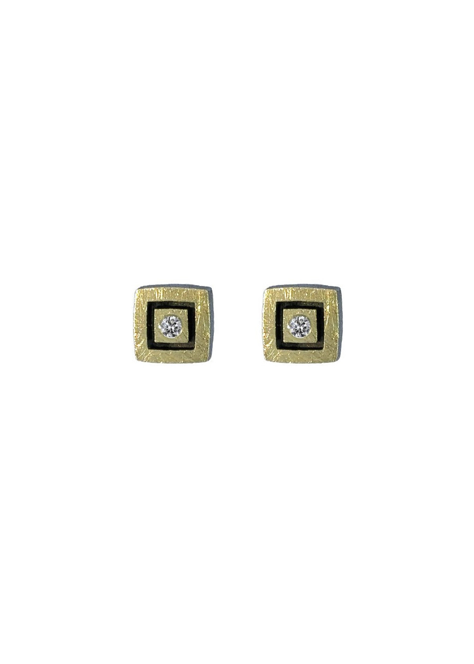 Pendientes de plata, oro y brillantes
