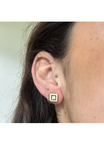Pendientes de plata, oro y brillantes