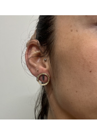 Pendientes plata oxidada, oro y diamantes negros