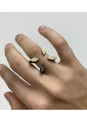 Anillo plata, oro y diamantes marrones
