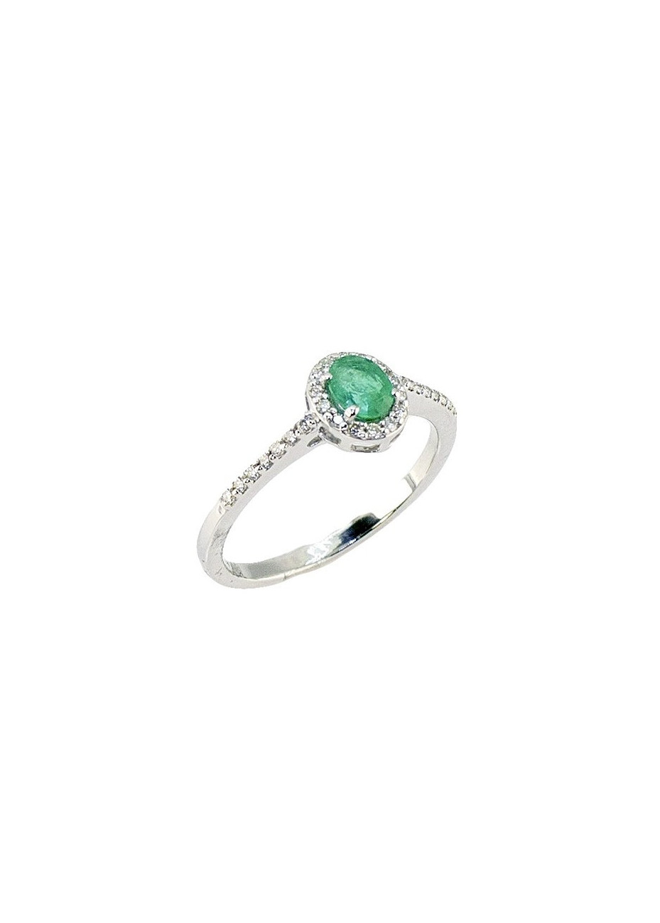 Anillo oro blanco esmeralda y diamantes