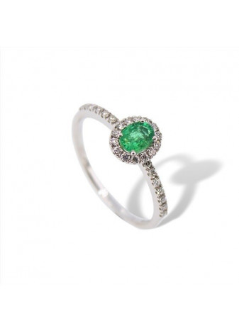 Anillo oro blanco esmeralda y diamantes