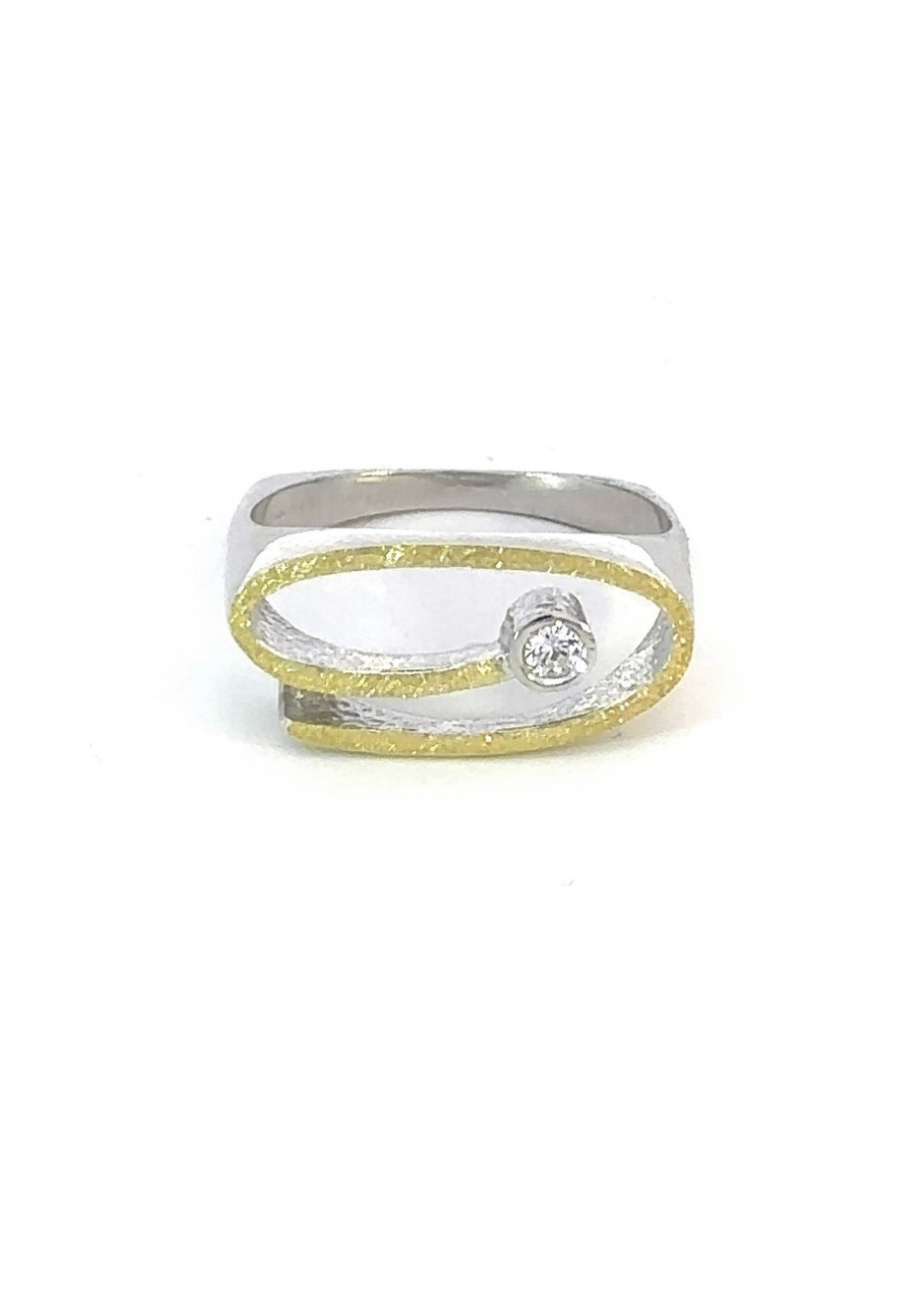Anillo plata, oro y brillante