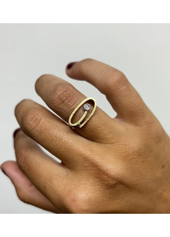 Anillo plata, oro y brillante