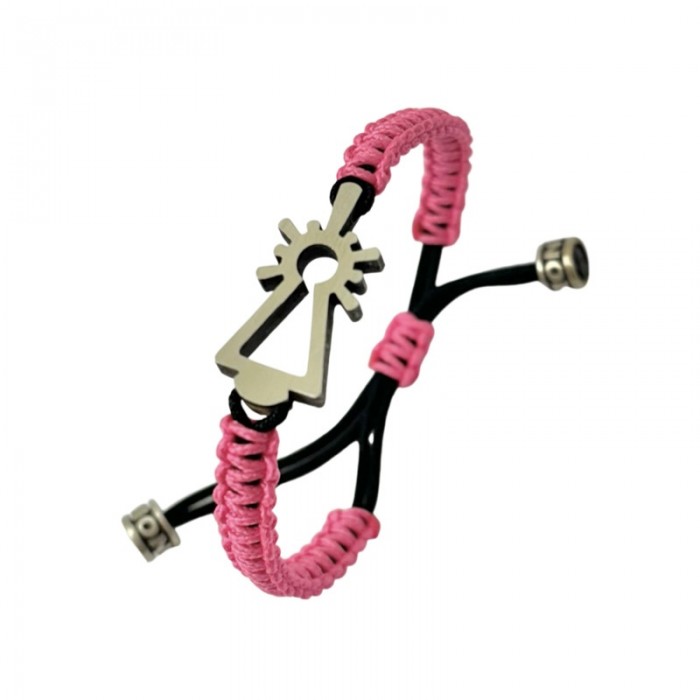 Pulsera Virgen del Pilar nylon rosa flúor