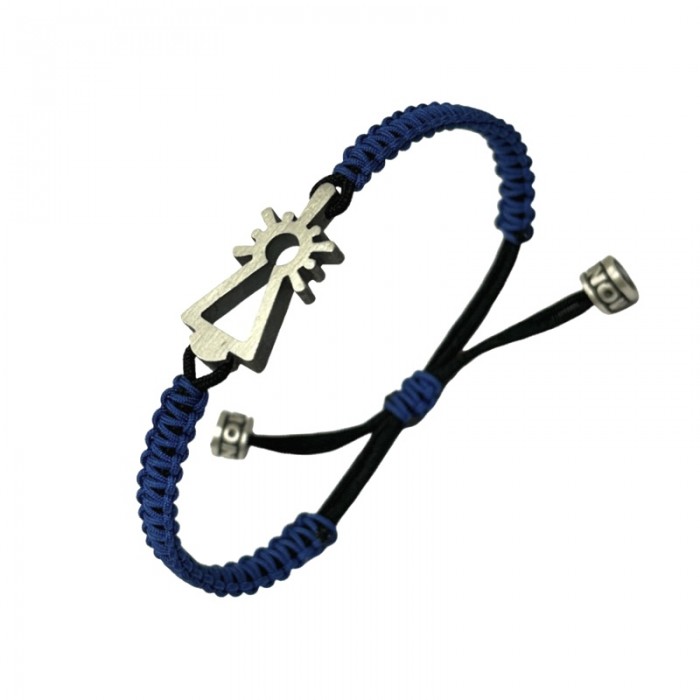 Pulsera Virgen del Pilar nylon azul eléctrico