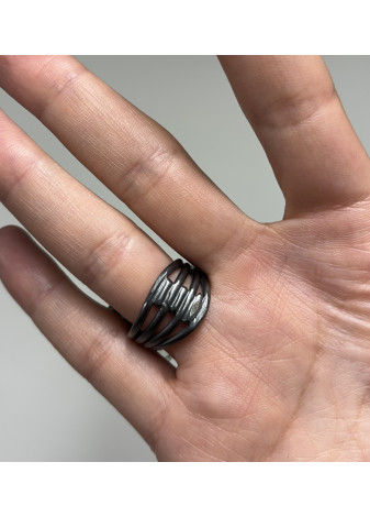 Anillo de plata, oro de 18k y cuarzo rutilado