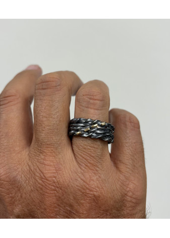 Anillo plata y oro amarillo de 18k