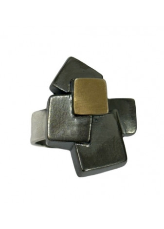 Anillo plata, oro CUBOS