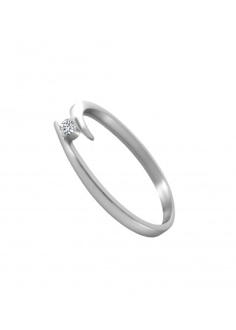 Solitario oro blanco y diamante