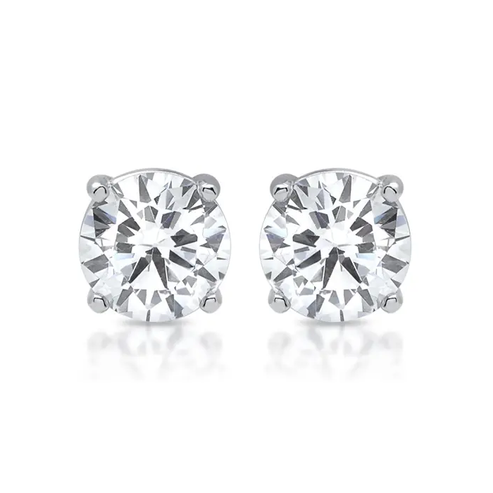 Pendientes dormilonas oro blanco con diamantes 0,64ct