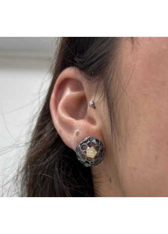 Pendientes plata y oro amarillo con textura