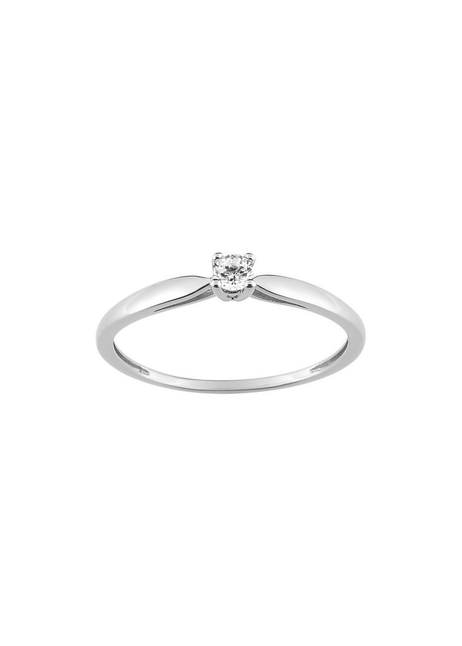 Solitario oro blanco y diamante 0,10