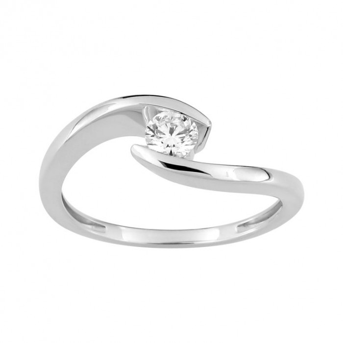 Solitario de oro blanco y diamante lab 0,25ct