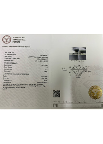 Colgante oro blanco y diamante lab de 0,50ct
