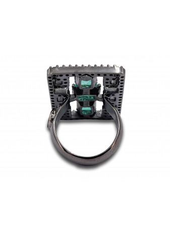 Anillo BOHEMME plata, oro y cuarzo esmeralda