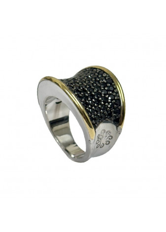 Anillo BOHEMME plata, oro y espinelas negras