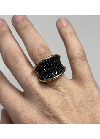 Anillo BOHEMME plata, oro y espinelas negras