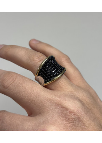 Anillo BOHEMME plata, oro y espinelas negras