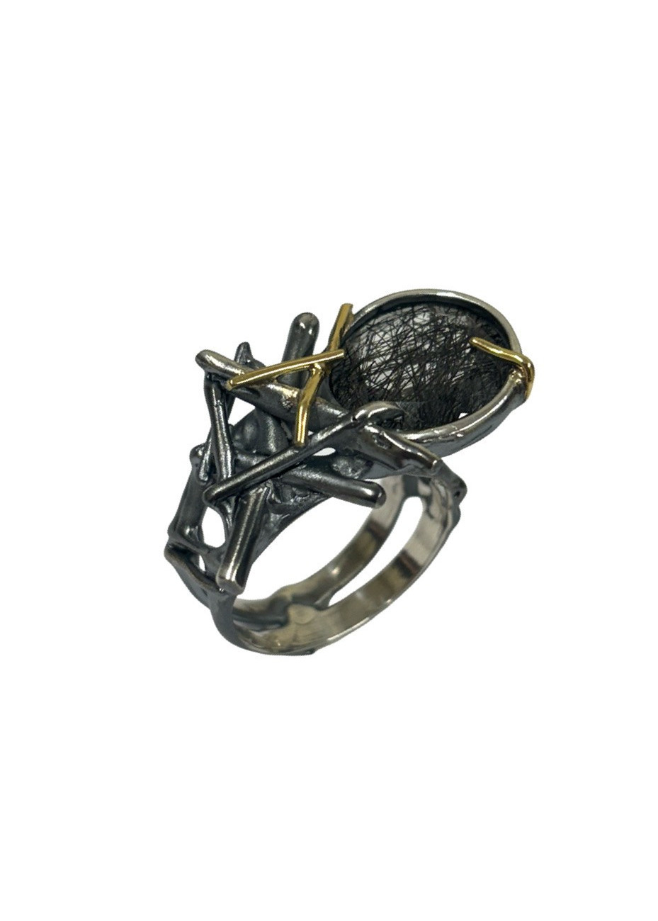 Anillo plata, oro y cuarzo rutilo Anillo plata, oro y cuarzo rutilo