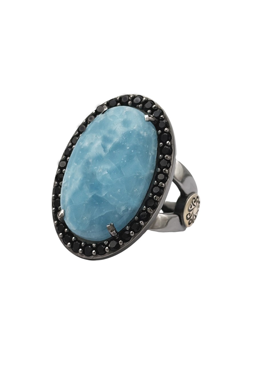 Anillo BOHEMME CIELO plata, oro y semipreciosas