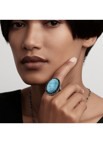 Anillo BOHEMME CIELO plata, oro y semipreciosas