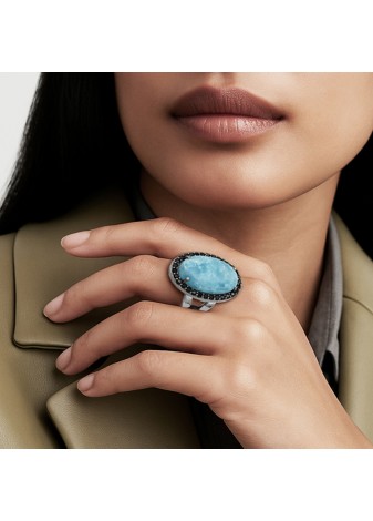 Anillo BOHEMME CIELO plata, oro y semipreciosas