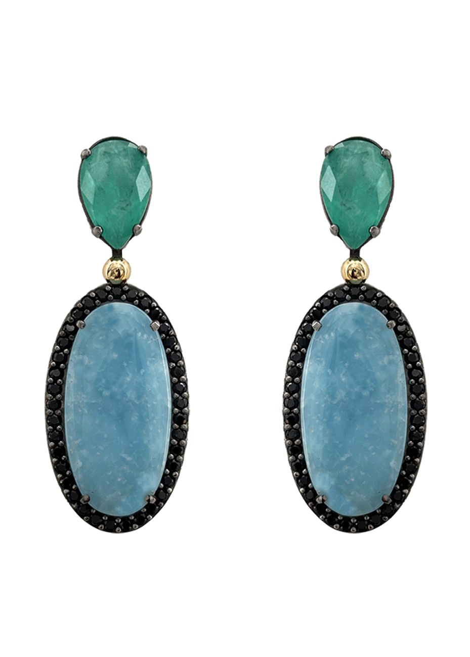 Pendientes BOHEMME CIELO plata, oro y semipreciosas