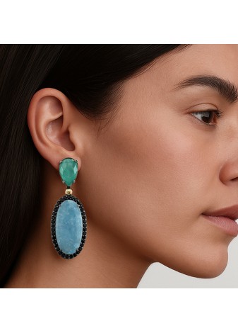 Pendientes BOHEMME CIELO plata, oro y semipreciosas