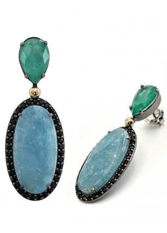 Pendientes BOHEMME CIELO plata, oro y semipreciosas