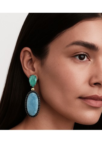 Pendientes BOHEMME CIELO plata, oro y semipreciosas