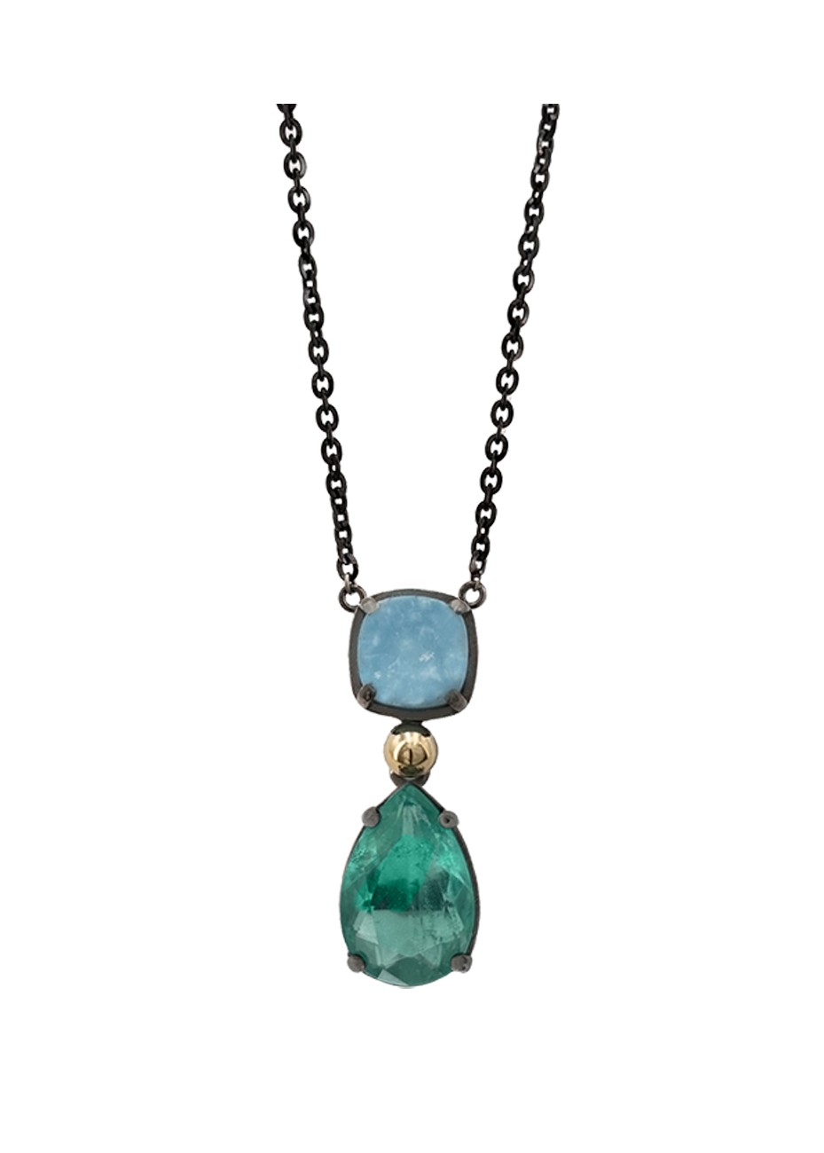 Colgante BOHEMME CIELO plata, oro y semipreciosas