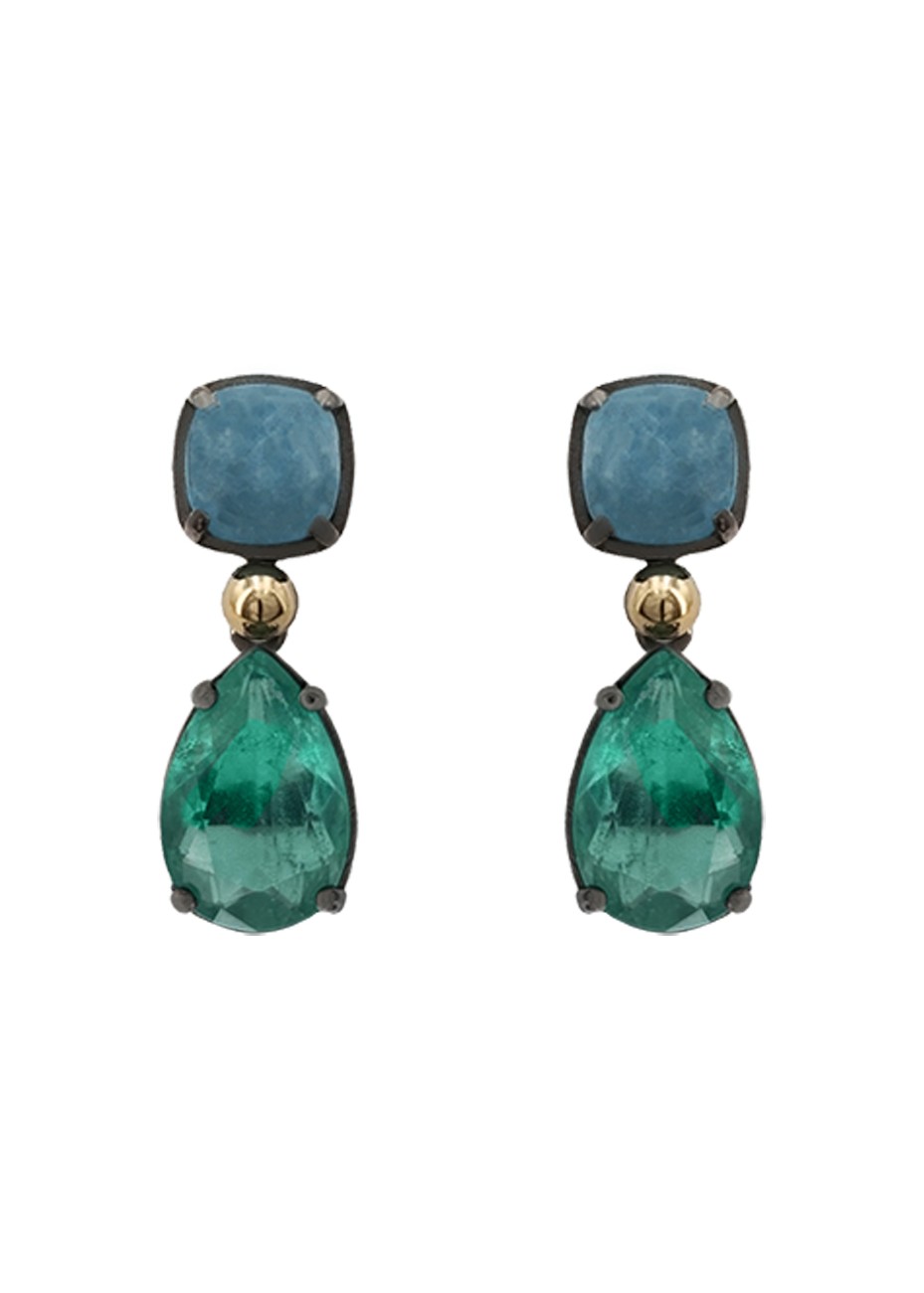 Pendientes BOHEMME CIELO plata, oro y semipreciosas