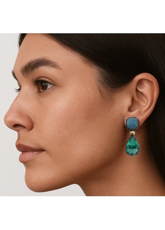 Pendientes BOHEMME CIELO plata, oro y semipreciosas